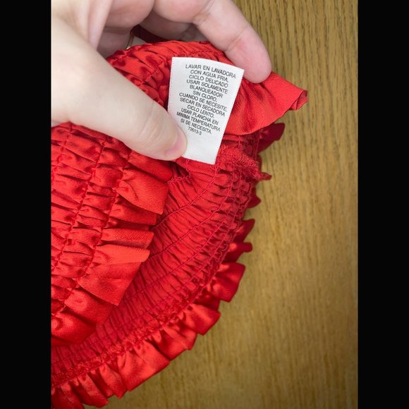 Allen B. Red Silky Blouse Size M - Picture 5 of 5